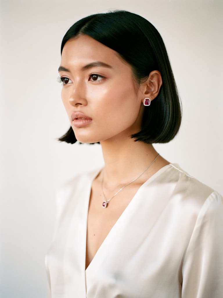 Model wearing MVCL platinum jewelry