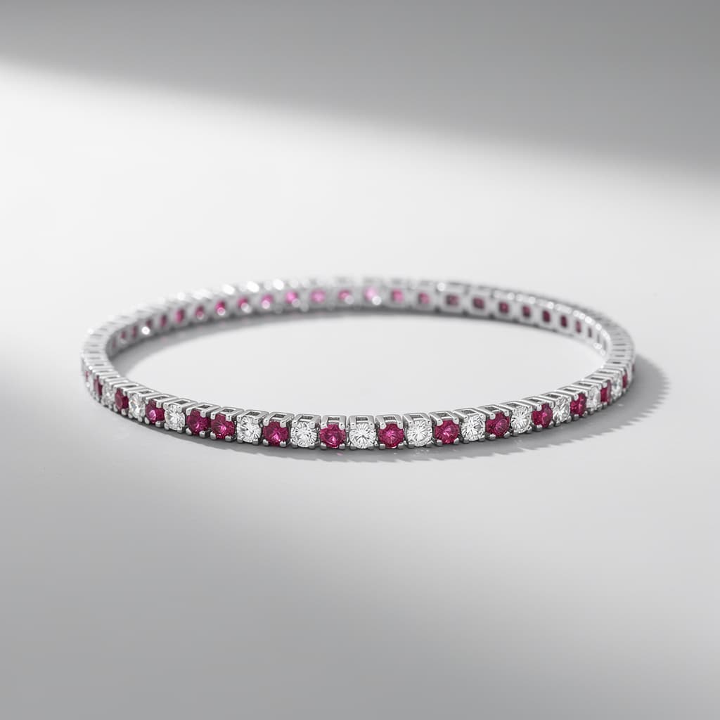 Ruby & Diamond Alternating Line